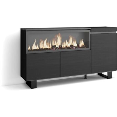 Skraut Home - Dressoir voor woonkamer - 3 Deuren - Elektrisch haard XXL - Modern industrieel ontwerp Skraut Home - Dressoir voor woonkamer - 3 Deuren - Elektrisch haard XXL - Modern industrieel ontwerp