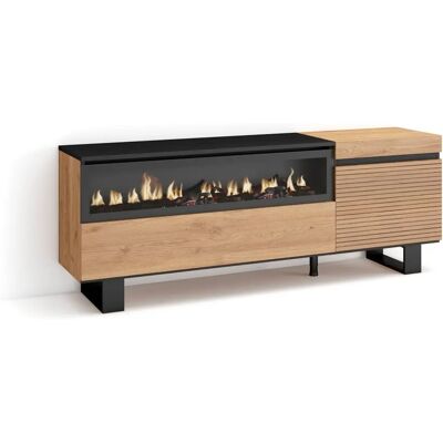 TV-meubel SKRAUT HOME - 150x57x35cm - Elektrische haard - Industriële stijl TV-meubel SKRAUT HOME - 150x57x35cm - Elektrische haard - Industriële stijl