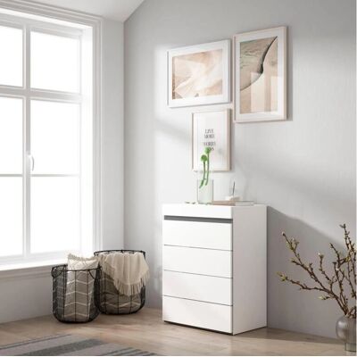 Skraut Home - Rangement Moderne Blanc & Noir à 4 Tiroirs Skraut Home - Rangement Moderne Blanc & Noir à 4 Tiroirs