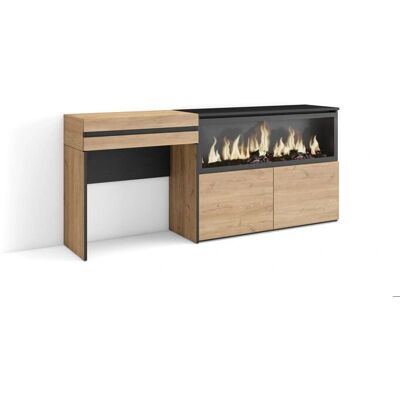Skraut Home - Tiroir - Style Moderne - 177x35x75 cm - Chêne - Cheminée Skraut Home - Tiroir - Style Moderne - 177x35x75 cm - Chêne - Cheminée