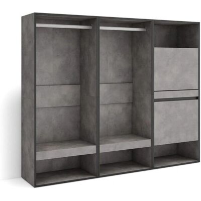 Skraut Home Armario Abierto - 180x35x145 cm - Estilo Moderno Cemento Skraut Home Armario Abierto - 180x35x145 cm - Estilo Moderno Cemento