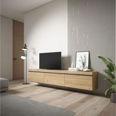 Mueble TV Colgado - 240x35x45 cm - Estilo Moderno Roble Mueble TV Colgado - 240x35x45 cm - Estilo Moderno Roble