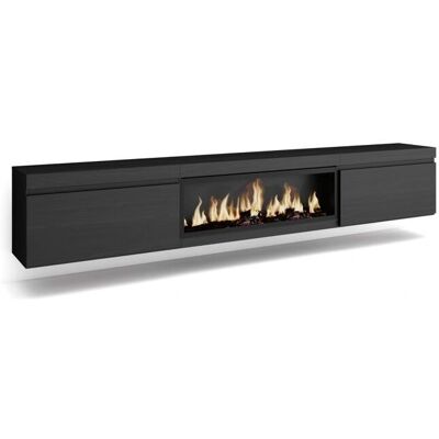 Móvel de TV Skraut Home com Lareira - 267x45x35 cm - Preto - TV e Armazenamento Móvel de TV Skraut Home com Lareira - 267x45x35 cm - Preto - TV e Armazenamento