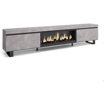 Meuble TV Skraut Home avec Cheminée - Style Industriel - 267x57x35 cm - Publicité Meuble TV Skraut Home avec Cheminée - Style Industriel - 267x57x35 cm - Publicité