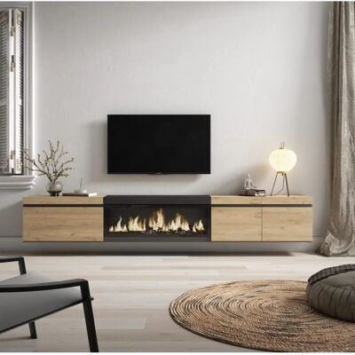 Meuble TV Skraut Home - Cheminée - 288x45x35 cm - Grand Rangement - Moderne - Publicité Meuble TV Skraut Home - Cheminée - 288x45x35 cm - Grand Rangement - Moderne - Publicité