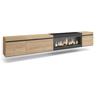 Skraut Home - Tv-meubel met Elektrische Haard - Opbergruimte - 288x45x35 cm Skraut Home - Tv-meubel met Elektrische Haard - Opbergruimte - 288x45x35 cm
