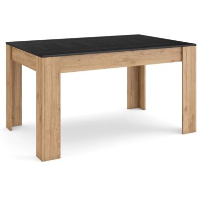 Skraut Home - Table à manger moderne en chêne et noir - 140x90x76 cm - 6 places - Publicité Skraut Home - Table à manger moderne en chêne et noir - 140x90x76 cm - 6 places - Publicité