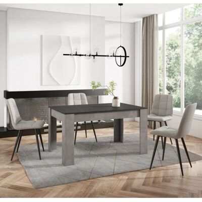 Skraut Home - Table à manger moderne - 140x90x76 cm - Noir et ciment - Publicité Skraut Home - Table à manger moderne - 140x90x76 cm - Noir et ciment - Publicité
