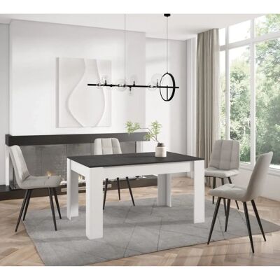 Skraut Home - Table à manger moderne fixe noir et blanc - 140x90x76 cm - Pour 6 - Publicité Skraut Home - Table à manger moderne fixe noir et blanc - 140x90x76 cm - Pour 6 - Publicité