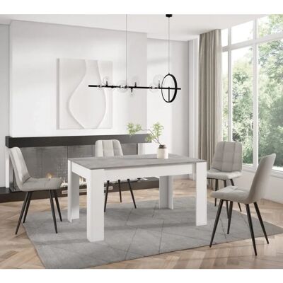 Skraut Home - Esstisch - 140x90x76 cm - Zement und Weiß - Moderner Stil Skraut Home - Esstisch - 140x90x76 cm - Zement und Weiß - Moderner Stil