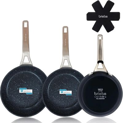 Ensemble de Poêles à Frire en Titanium Briebe - 20-24-28cm - Compatible Induction - Publicité Ensemble de Poêles à Frire en Titanium Briebe - 20-24-28cm - Compatible Induction - Publicité