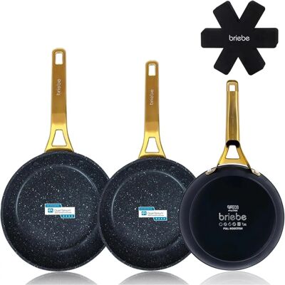 Briebe Titan Antihaft Kochgeschirr-Set 3 Größen 18-20-24cm Briebe Titan Antihaft Kochgeschirr-Set 3 Größen 18-20-24cm