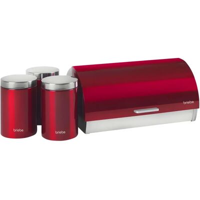 Conjunto de Armazenamento de Cozinha em Aço Inoxidável - Caixa de Pão & 3 Potes Conjunto de Armazenamento de Cozinha em Aço Inoxidável - Caixa de Pão & 3 Potes