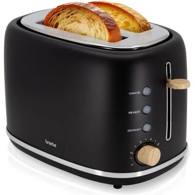 Briebe TA1166BLK Nordischer Toaster Breite Schlitze 2 Scheiben 6 Röststufen Briebe TA1166BLK Nordischer Toaster Breite Schlitze 2 Scheiben 6 Röststufen
