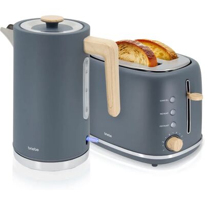 Conjunto de pequeno-almoço Nordic da Briebe - Torradeira e chaleira 1,7L Conjunto de pequeno-almoço Nordic da Briebe - Torradeira e chaleira 1,7L