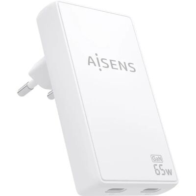 AISENS ASCH-65W2P077-W Wall Charger 65W USB-C GaN Portable Fast Power Adapter AISENS ASCH-65W2P077-W Wall Charger 65W USB-C GaN Portable Fast Power Adapter