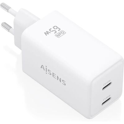 AISENS ASCH-65W2P078-W GaN Charger - 2 USB-C - 65W - White AISENS ASCH-65W2P078-W GaN Charger - 2 USB-C - 65W - White