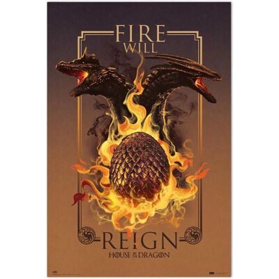 Close Up House Of The Dragon Affiche Feu Régnera - 91,5 x 61 cm Close Up House Of The Dragon Affiche Feu Régnera - 91,5 x 61 cm