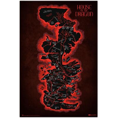 Affiche de la Carte Westeros House Of The Dragon - 91,5x61 cm Affiche de la Carte Westeros House Of The Dragon - 91,5x61 cm