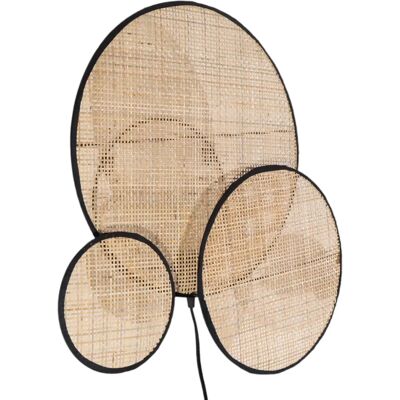 Fijalo Modello 1113 - Applique Circoli in Rattan Nero e Bambù Fijalo Modello 1113 - Applique Circoli in Rattan Nero e Bambù