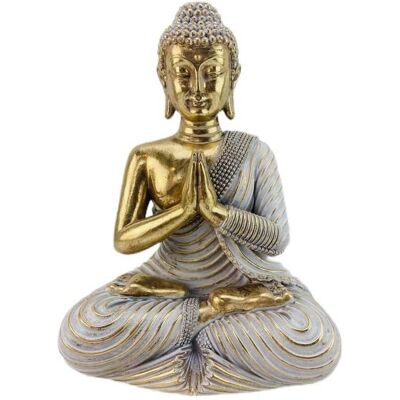 Figura Buddha Resina Dorata - 18x14x25 cm Decorazione Casa Figura Buddha Resina Dorata - 18x14x25 cm Decorazione Casa