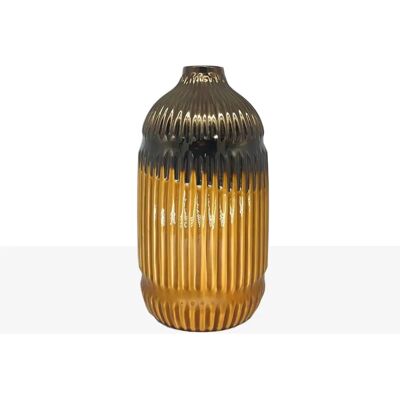 Fijalo Model 31071 - Keramische mosterd bloemenvase - 18x18x33 cm Fijalo Model 31071 - Keramische mosterd bloemenvase - 18x18x33 cm