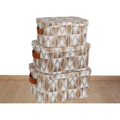 FIJALO Set van 3 natuurlijke vezelboxen - Opbergruimte FIJALO Set van 3 natuurlijke vezelboxen - Opbergruimte