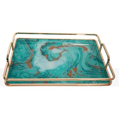 Fijalo Modell 51046 - Glasschale mit Metallgriffen - 38x26x6 cm Fijalo Modell 51046 - Glasschale mit Metallgriffen - 38x26x6 cm