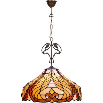 Fijalo Lampe Suspendue Tiffany - Marron - 45cm - Éclairage intérieur - Publicité Fijalo Lampe Suspendue Tiffany - Marron - 45cm - Éclairage intérieur - Publicité
