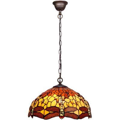 FIJALO - Belle Amber Tiffany - 40cm - Ceiling lamp - Publicité FIJALO - Belle Amber Tiffany - 40cm - Ceiling lamp - Publicité