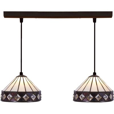 Fijalo - Lámpara Colgante de techo Tiffany serie Ilumina D-20cm x2 para todos los hogares Fijalo - Lámpara Colgante de techo Tiffany serie Ilumina D-20cm x2 para todos los hogares