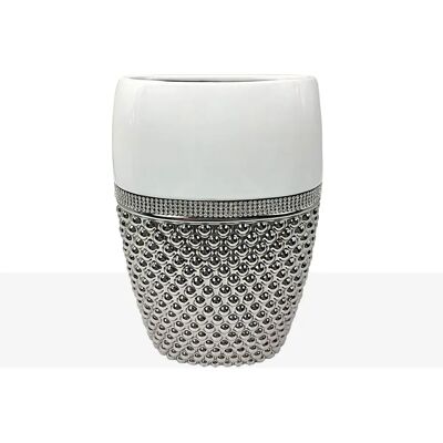 Fijalo Ceramic Vase - White/Platinum - 19x13x28cm Fijalo Ceramic Vase - White/Platinum - 19x13x28cm