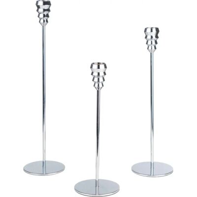 Fijalo Set 3 Silber Metall Kerzenhalter - Kerzenhalter-Set Fijalo Set 3 Silber Metall Kerzenhalter - Kerzenhalter-Set