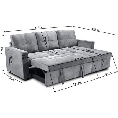 Sofá Cama Modern Reversible Pau - 215cm Sofá Cama Modern Reversible Pau - 215cm