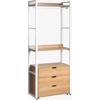 Armario abierto de acero y madera Ariaster - 3 cajones, 2 estantes Armario abierto de acero y madera Ariaster - 3 cajones, 2 estantes