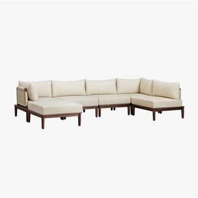 Sklum Sofá Modular de Jardín - Beige Crème - 5 Piezas y Puff Sklum Sofá Modular de Jardín - Beige Crème - 5 Piezas y Puff
