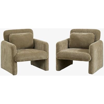 Sklum - Pack de 2 fauteuils en chenille Jeison Vert Sauge - ensemble de 2 fauteuils - Publicité Sklum - Pack de 2 fauteuils en chenille Jeison Vert Sauge - ensemble de 2 fauteuils - Publicité