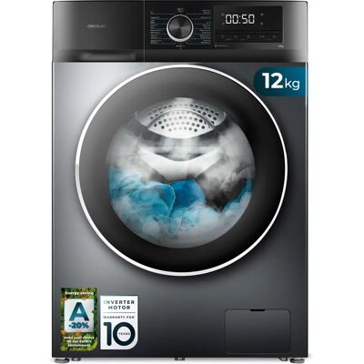 Lave-linge Cecotec Steel 12kg Inverter - 16 Programmes - Publicité Lave-linge Cecotec Steel 12kg Inverter - 16 Programmes - Publicité
