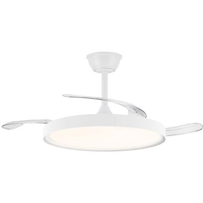 Cristalrecord - Ventilador de techo con luz, aspas retráctiles, 43W, 4430 lm, CCT Dim Cristalrecord - Ventilador de techo con luz, aspas retráctiles, 43W, 4430 lm, CCT Dim