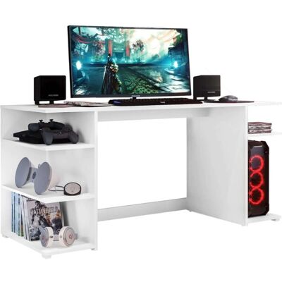 Mesa de Ordenador Tow 5H Blanco Estilo Contemporáneo con Estantes Mesa de Ordenador Tow 5H Blanco Estilo Contemporáneo con Estantes