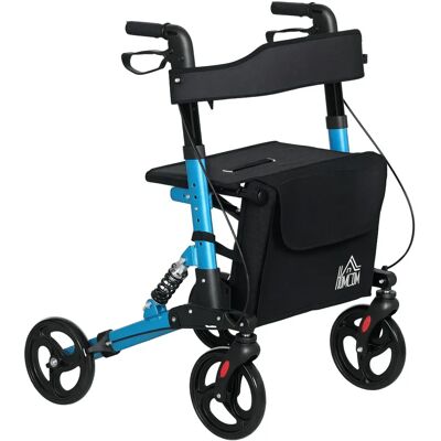 Andador Plegable de Aluminio HOMCOM con Asiento - Apoyo y Estabilidad Andador Plegable de Aluminio HOMCOM con Asiento - Apoyo y Estabilidad