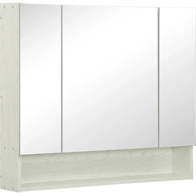 Armario de baño con espejo Kleankin - 3 puertas, estante ajustable, blanco Armario de baño con espejo Kleankin - 3 puertas, estante ajustable, blanco