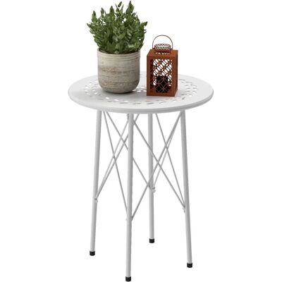 Outsunny - Redonda Ø40x50 - Branco - Mesa de jardim Outsunny - Redonda Ø40x50 - Branco - Mesa de jardim