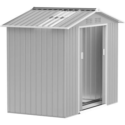 Caseta de jardín Outsunny - 213x130x185 cm - Acero - Gris Plata Caseta de jardín Outsunny - 213x130x185 cm - Acero - Gris Plata