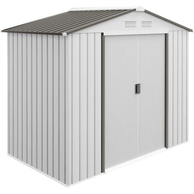 Caseta de jardín metálica Outsunny 213x130x185 cm Almacenamiento - Caseta de jardín Caseta de jardín metálica Outsunny 213x130x185 cm Almacenamiento - Caseta de jardín