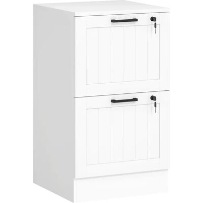 HOMCOM - Archivador con cerradura de 2 cajones - Blanco - 40x40x71 cm - Archivador HOMCOM - Archivador con cerradura de 2 cajones - Blanco - 40x40x71 cm - Archivador