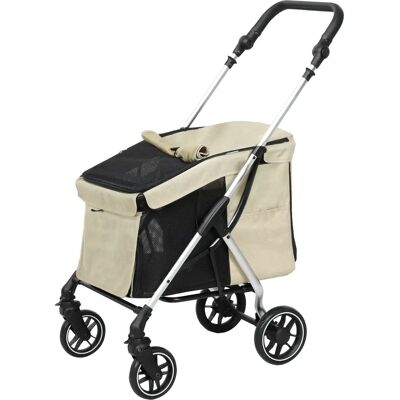 PawHut - Pet Stroller - Khaki Silver - Pet Stroller - Publicité PawHut - Pet Stroller - Khaki Silver - Pet Stroller - Publicité