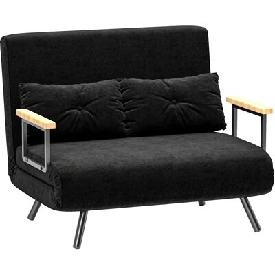 HOMCOM Sofá cama convertible 3 en 1 - 2 plazas - reclinación 5 posiciones - negro HOMCOM Sofá cama convertible 3 en 1 - 2 plazas - reclinación 5 posiciones - negro