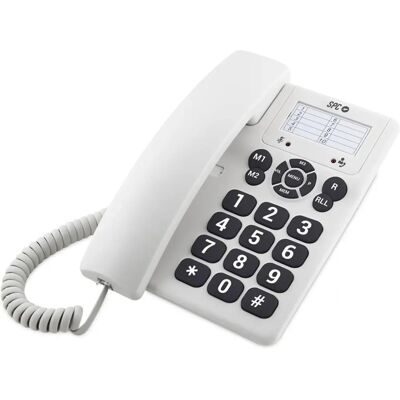 SPC 3602B Fehér vezetékes telefon - Nagy gombok, Fali tartó, Nincs kijelző SPC 3602B Fehér vezetékes telefon - Nagy gombok, Fali tartó, Nincs kijelző