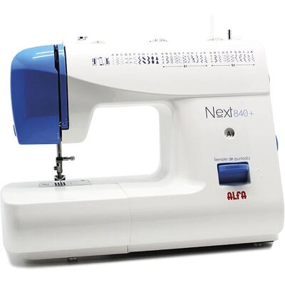 Alfa NEXT 840+ - Branco Azul - Máquina de Costura Mecânica Alfa NEXT 840+ - Branco Azul - Máquina de Costura Mecânica
